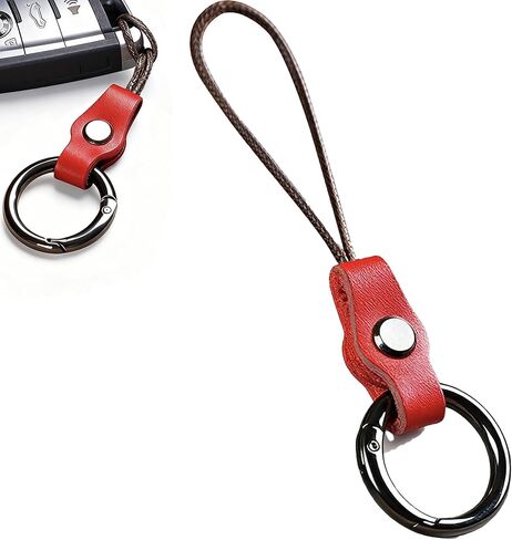 سلسلة مفاتيح جلدية للسيارة، تصميم سهل المشبك مع جلد محبب علوي وخيط شمع فاخر، قوي ومتين in Kuwait