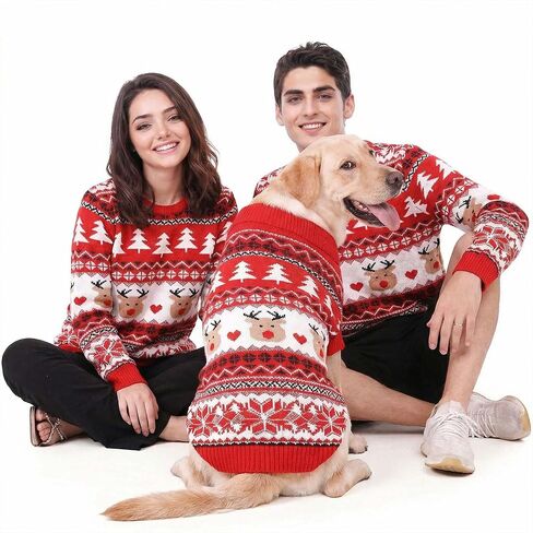 Family Matching Dog and Owner Clothes Outfits,Christmas Pet Cat Sweater Costume for Small Medium Extra Large Dogs/Women/Men-Dog and Owner Matching Sweaters Separately(Only for Pet, Pet 4XL) in Kuwait