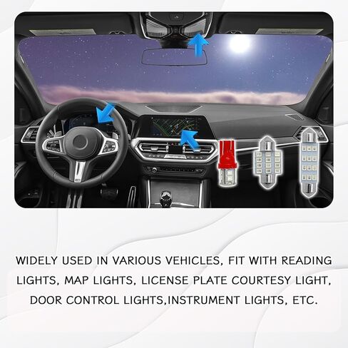 24PCS LED Interior Car Lights, Interior Car Lights Dome Light Set T10 31 mm 42 mm Replacement Bulbs for Top Map Dome Tail Cab Lights and License Plate Courtesy Lights Accessories (Red) in Saudi Arabia