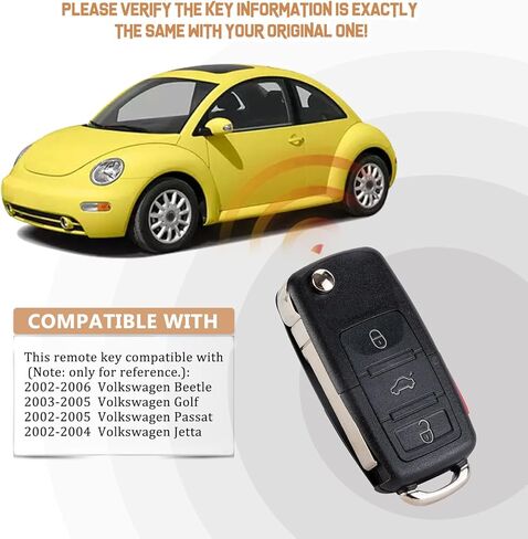 مفتاح السيارة عن بعد الوجه NBG735868T بديل لفولكس واجن 2002/2003/2004/2005 بيتل باسات جيتا جولف (مفرد) in Kuwait