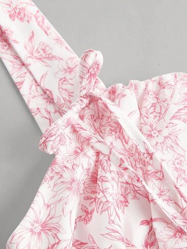 Narecte Womens Summer Dresses Floral Casual Mini Dresses for Women A Line Sun Dress Cute Ruffle Dress Pink M in Kuwait