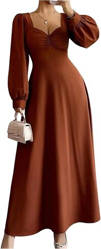Floerns Women's Elegant Bishop Sleeve Fall Dress Sweetheart Neck Formal Cocktail Maxi Dresses in Saudi Arabia