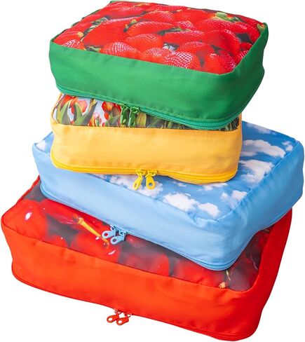 ban.do Getaway Polyester and Mesh Fruit Theme Packing Cube Set, Includes 4 Foldable Luggage Organizers in Various Sizes (J'adore Les Cerises) in Saudi Arabia