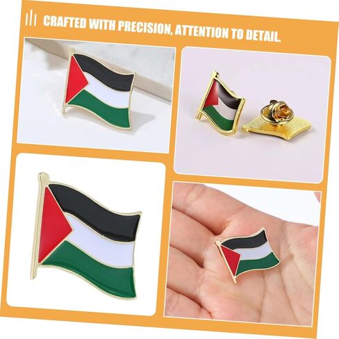 6Pcs Palestine Flag Brooch Pins Alloy Lapel Pins for Clothes Accessories Decorative Palestine Present for Friends Supporters in Saudi Arabia