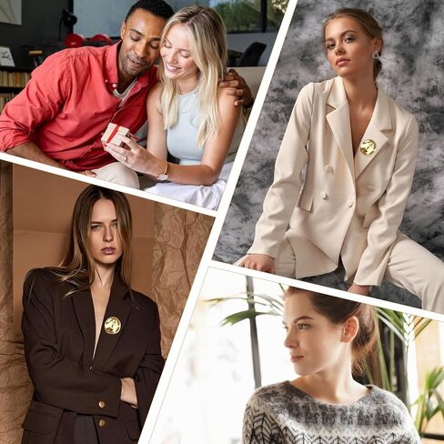 2-Pack Vintage Geometric Metal Brooch Pins for Women Men - Fashion Irregular Round Corsage Lapel Badges - Coat Sweater Scarves Shawl Dress Accessory - Wedding Party Prom Jewelry for Girlfriend Ladies in Kuwait