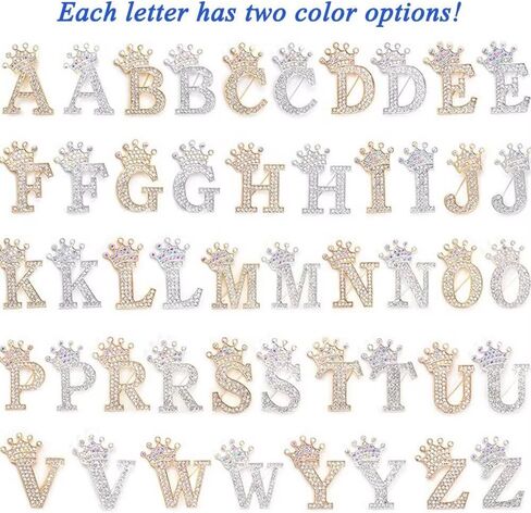 Initial Letter Brooch Pins with Crown for Women Girls Men Boys Personalized Name Brooches Crafts Colorful Rhinestone Brooch Pins Silver A-Z in Saudi Arabia