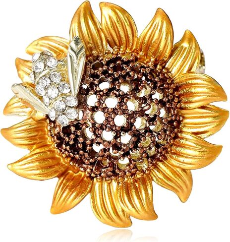 Vintage Crystal Honey Bee Brooches for Women,Sparkly Rhinestone Insect Bee Brooches Charm Faux Pearl Yellow Sun Flower Honeybee Lapel Pins Dress Suit Shirt Prom Party Jewelry in Saudi Arabia