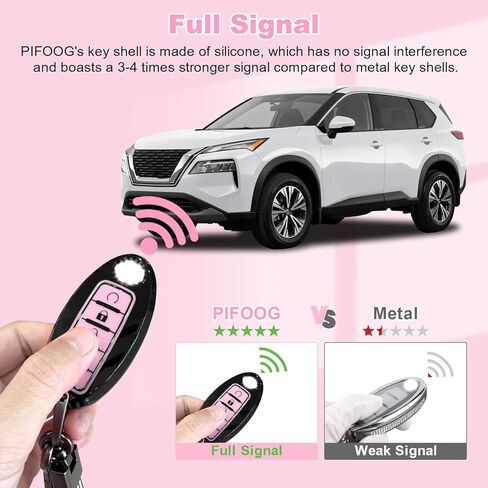 PIFOOG Key Fob Cover fit for Nissan 5 Button Pink Car Keys Shell Case Keychain Protector Accessories for Altima Sentra Murano Maxima Armada Rogue Pathfinder Versa Girly Women TPU Black in Saudi Arabia