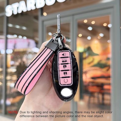 PIFOOG Key Fob Cover fit for Nissan 5 Button Pink Car Keys Shell Case Keychain Protector Accessories for Altima Sentra Murano Maxima Armada Rogue Pathfinder Versa Girly Women TPU Black in Saudi Arabia