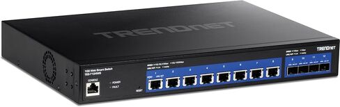 TRENDnet 12-Port 10G PoE++ Web Smart Switch, TPE-7124SBF, 720W PoE Power Budget, 8 x 10G PoE++ Ports, 4 x 10G SFP+ Ports, NDAA TAA Compliant, 1U 19" Rack Mountable, Lifetime Protection in Kuwait