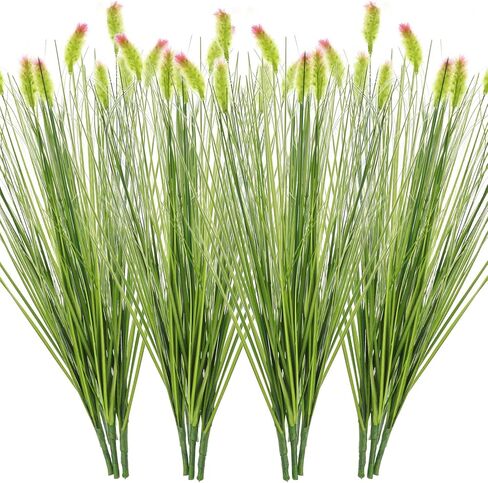 Giegxin 12 Pcs 16.5 Inches Artificial Wheatgrass Cattails Grass for Outdoor Decorations, Faux Wheat Grass Fake Plant, Green Leafy Decorations for Indoor Room Home Garden Office Decor in Saudi Arabia