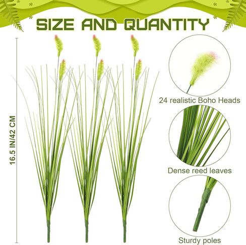 Giegxin 12 Pcs 16.5 Inches Artificial Wheatgrass Cattails Grass for Outdoor Decorations, Faux Wheat Grass Fake Plant, Green Leafy Decorations for Indoor Room Home Garden Office Decor in Saudi Arabia
