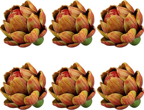 6Pcs Artificial Fake Vegetable Small Green Artichoke Faux Realistic Flowers Bouquet Decoration Centerpiece Wedding Christmas Home Tabletop Kitchen in Kuwait