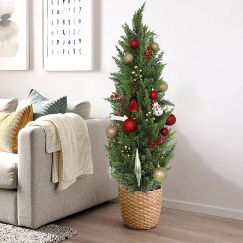 45Inch Outdoor Christmas Tree Stake with 41 Ornaments & Decorations-Weather-Resistant Holiday Lawn Decor-Mini Christmas Tree Ground Stake for Yard Garden Pathway Decor (115CM) in Kuwait