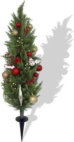 45Inch Outdoor Christmas Tree Stake with 41 Ornaments & Decorations-Weather-Resistant Holiday Lawn Decor-Mini Christmas Tree Ground Stake for Yard Garden Pathway Decor (115CM) in Saudi Arabia