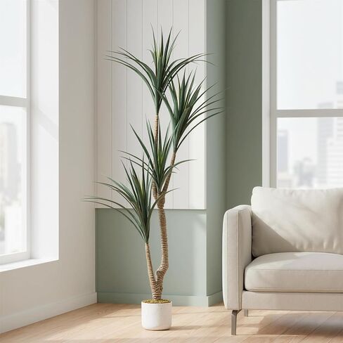 Artificial Dracaena Plants,5.4Ft Tall Fake Plants Artificial Dracaena Marginata in Pot Artificial Trees for Home Office Decor Indoor Outdoor Housewarming Gift in Saudi Arabia