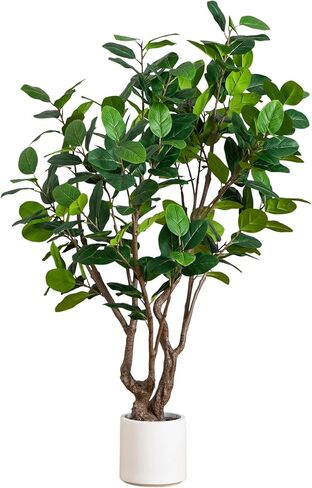 Nearly Natural 6ft. Artificial Audrey Ficus Leaf Tree in White Decorative Planter in Saudi Arabia