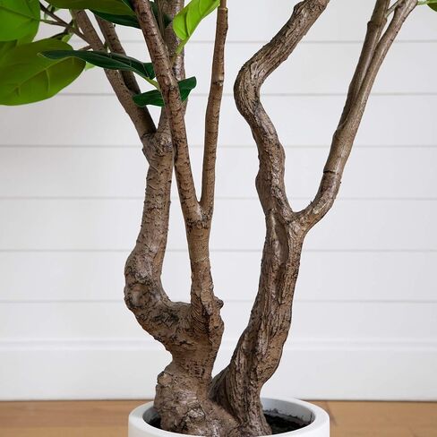 Nearly Natural 6ft. Artificial Audrey Ficus Leaf Tree in White Decorative Planter in Saudi Arabia