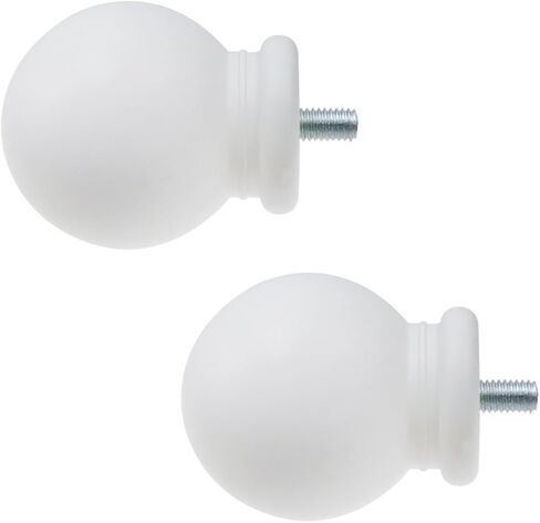 Finials for Curtain Rods 2 PCS Plastic End Cap Replacement Finials Curtain Rods of Ball Shape with M5 Screws,White in Kuwait
