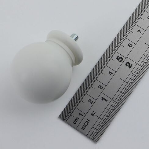Finials for Curtain Rods 2 PCS Plastic End Cap Replacement Finials Curtain Rods of Ball Shape with M5 Screws,White in Kuwait