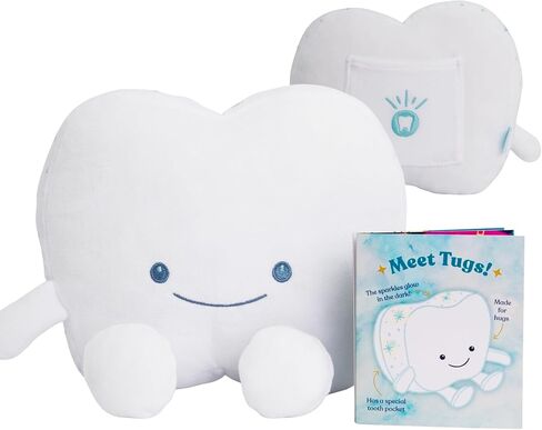Tooth Fairy Pillow for Kids with Tooth Pocket, Tugs The Tooth Pillow, Comfort Plush for Loose Teeth, Big Feelings & Bedtime, Glow in The Dark, Ages 3+ in Saudi Arabia