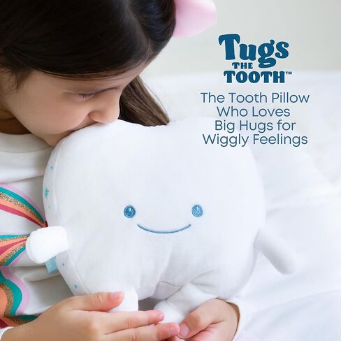 Tooth Fairy Pillow for Kids with Tooth Pocket, Tugs The Tooth Pillow, Comfort Plush for Loose Teeth, Big Feelings & Bedtime, Glow in The Dark, Ages 3+ in Saudi Arabia