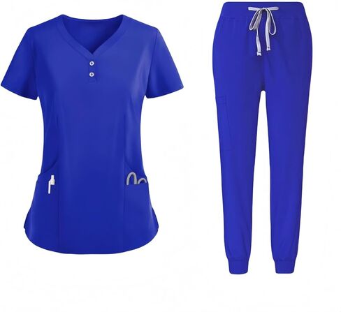 مجموعة زي ممرضة طبية برقبة على شكل حرف V، ملابس عمل في المستشفى، مناسبة للممرضات وأطباء الأسنان والأطباء البيطريين in Kuwait