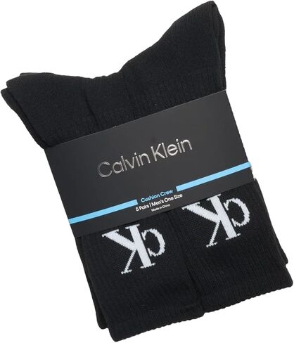 Calvin Klein Men's Cushion Crew Socks - 5 Pack (One Size, Black) in Saudi Arabia