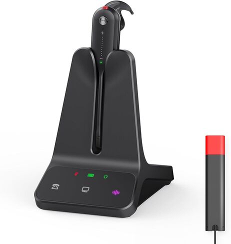 سماعة الرأس اللاسلكية Yealink DECT WH63 E2 UC & BLT60، سماعة أذن واحدة (أحادية) قابلة للتحويل مع ميكروفون لإلغاء الضوضاء، تتصل بهاتف المكتب والكمبيوتر in Saudi Arabia