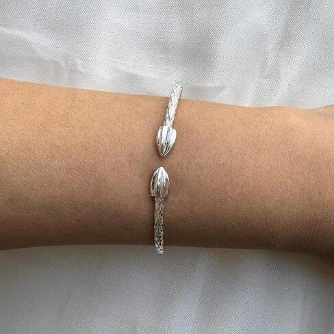 Better Jewelry Cocoa Pods Ends .925 Sterling Silver West Indian Bangle, 1 piece (Made in the USA) in Kuwait