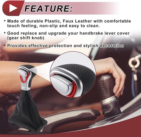 Automatic Gear Shifter Knob with Cover for Audi A5 2008-2016 Plastic Faux Leather Automotive Gearbox Stick Shifter Lever Knob Black in Saudi Arabia