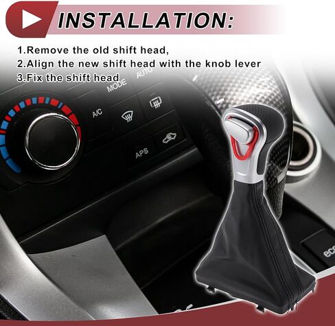 Automatic Gear Shifter Knob with Cover for Audi A5 2008-2016 Plastic Faux Leather Automotive Gearbox Stick Shifter Lever Knob Black in Saudi Arabia