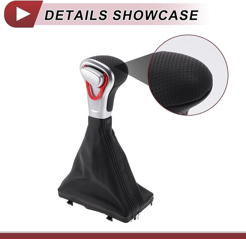 Automatic Gear Shifter Knob with Cover for Audi A5 2008-2016 Plastic Faux Leather Automotive Gearbox Stick Shifter Lever Knob Black in Saudi Arabia