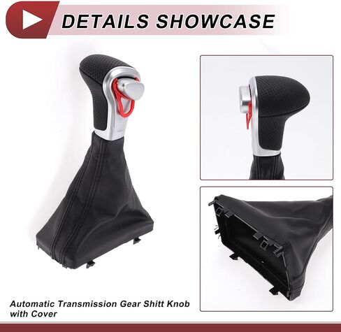Automatic Gear Shifter Knob with Cover for Audi A5 2008-2016 Plastic Faux Leather Automotive Gearbox Stick Shifter Lever Knob Black in Saudi Arabia