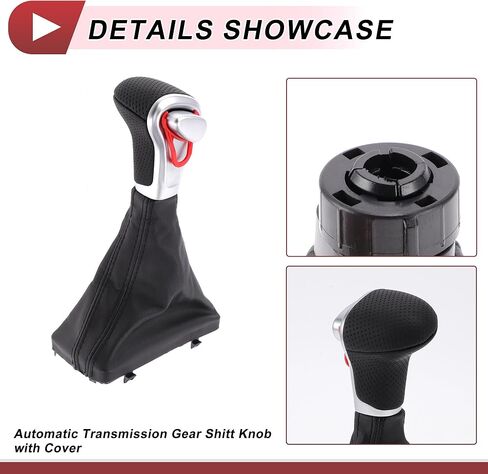 Automatic Gear Shifter Knob with Cover for Audi A5 2008-2016 Plastic Faux Leather Automotive Gearbox Stick Shifter Lever Knob Black in Saudi Arabia