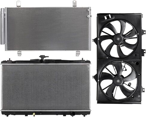 ECCPP 620-592 Cooling Fan*1 + 13270 Radiator*1 + 4244 Condenser*1 Fit for 2012-2017 for Toyota for Camry in Saudi Arabia