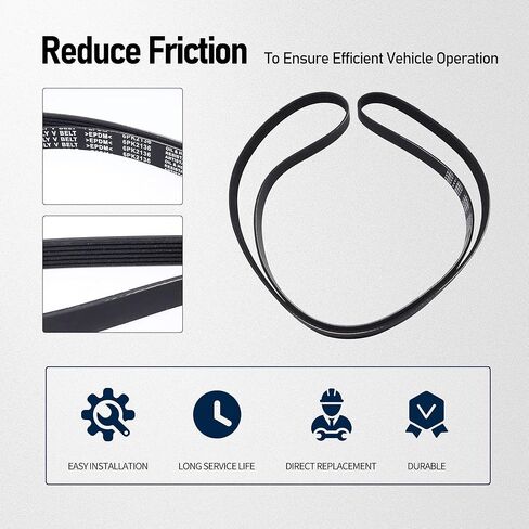 HiSport V-Ribbed Serpentine Belt EPDM - Compatible with Honda Accord Odyssey Pilot Ridgeline, Acura MDX RL TL ZDX, Mercedes-Benz E350 ML350 in Kuwait