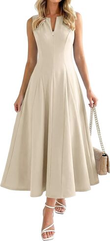 Womens Summer Sleeveless Maxi Dresses 2026 Flowy A line Zip Up Formal Cocktail Spring Wedding Guest Dress in Saudi Arabia
