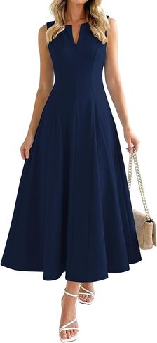 فساتين ماكسي صيفية للسيدات بدون أكمام 2026 فستان فلوي على شكل حرف A بسحّاب رسمي لحفلات الكوكتيل الربيع وحفلات الزفاف in Kuwait