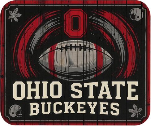 Scarlet Gray Football Mouse Pad 9.5x7.8 Inch Waterproof Polyester Surface with Soft Rubber Base 0.2 Inch Thick Sublimation Printed Sports Desk Accessory for Office Gaming Home (Wood Style) in Saudi Arabia