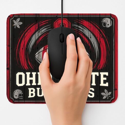 Scarlet Gray Football Mouse Pad 9.5x7.8 Inch Waterproof Polyester Surface with Soft Rubber Base 0.2 Inch Thick Sublimation Printed Sports Desk Accessory for Office Gaming Home (Wood Style) in Saudi Arabia