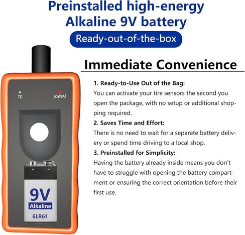 أداة إعادة تعلم EL-50448 GM TPMS مع بطارية قلوية عالية الطاقة 9 فولت مثبتة مسبقًا، أداة إعادة ضبط مستشعر الإطارات Chevy GM TPMS أداة إعادة ضبط مستشعر ضغط إطارات السيارة لسيارة Chevy Buick GMC Cadillac 2000-2025 in Kuwait