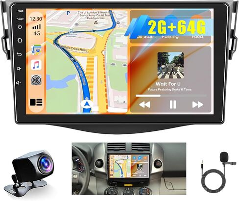 Hikity 2+64GB for Toyota RAV4 2007-2011 Android 13 Car Stereo, 9 Inch Touchscreen Car Radio with Apple Carplay Android Auto HiFi GPS Bluetooth Backup Camera Audio/Video Output in Kuwait