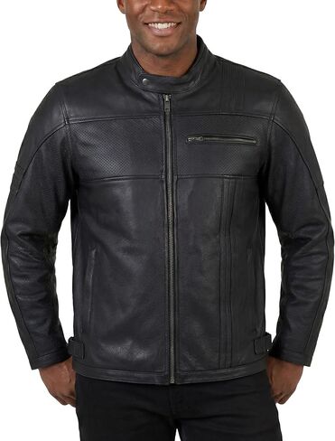 Vance Leathers' Men's Commuter Cafe Racer Motorcycle Leather Jacket with Armor in Kuwait