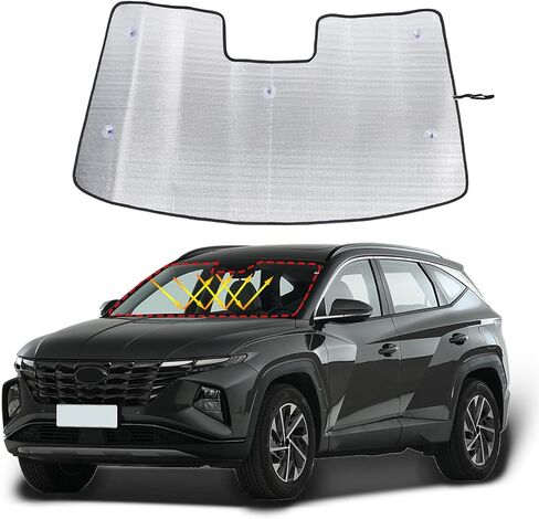 مظلة شمسية للزجاج الأمامي متوافقة مع Hyundai Tucson/Santa Cruz 2022-2025، واقي حاجب الشمس للنافذة الأمامية، حاجز عاكس للأشعة فوق البنفسجية والحرارة للسيارة قابل للطي in Saudi Arabia