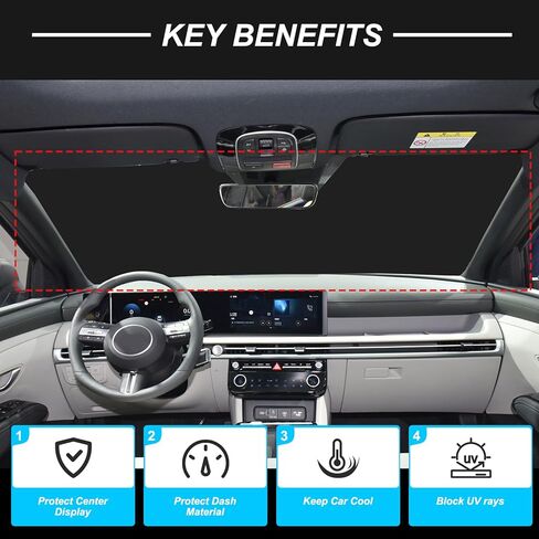 مظلة شمسية للزجاج الأمامي متوافقة مع Hyundai Tucson/Santa Cruz 2022-2025، واقي حاجب الشمس للنافذة الأمامية، حاجز عاكس للأشعة فوق البنفسجية والحرارة للسيارة قابل للطي in Saudi Arabia