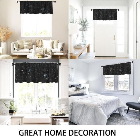 Coxila Galaxy Kitchen Valance Curtains 52 x 18 Inch Rod Pocket Outer Space Universe Nebula Kids Starry Stars Sky Boys Design Small Short Home Living Room Treatment Set of 1 Curtain Panel Drapes in Kuwait