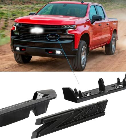 قطعة واحدة Z71 شعار الشبكة 3D شارة أمامية متوافقة مع 2019-2024 سيلفرادو تاهو سوبربان RST 1500 HD 2500 HD 3500HD 84384428 (كروم أحمر) in Kuwait