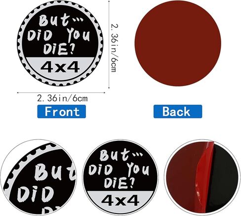 But Did You Die Badge Rated Car Emblem,2 Pcs 4 x 4 Metal Automotive Badge 3D Metal Car Badges Round Emblem Decals Decals Stickers Compatible for Jeep Wrangler Vehicles Trucks SUV in Saudi Arabia