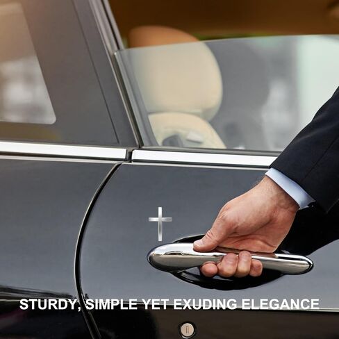 3D Zinc Alloy Cross Car Stickers, Self-Adhesive Christian Emblem Decals for Vehicle Body, Trunk, Truck - Religious Jesus Decor (Silver, Black, 4Pcs) in Kuwait